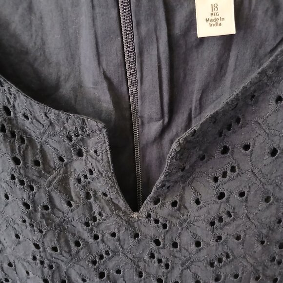 VTG L.L Bean Women's Sheath Dress Size 18 Blue Zipper Sleeveless 100% Cotton - Picture 4 of 16